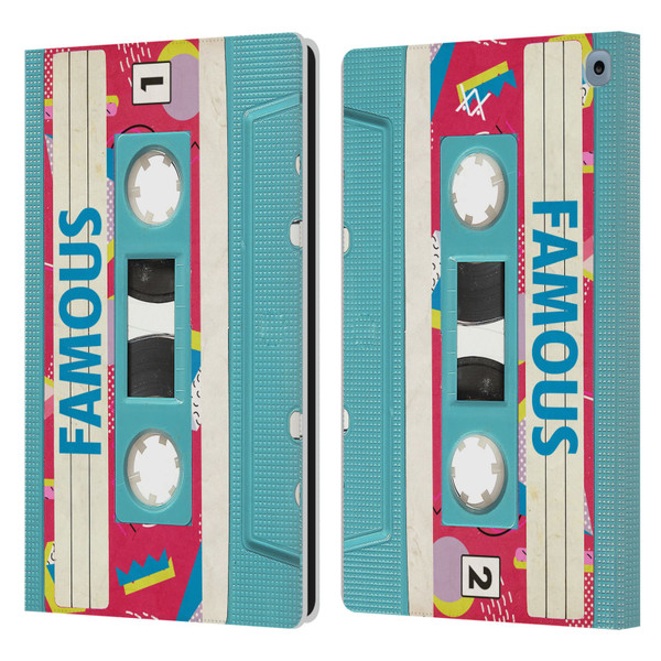 BROS Vintage Cassette Tapes When Will I Be Famous Leather Book Wallet Case Cover For Amazon Fire HD 10 / Plus 2021