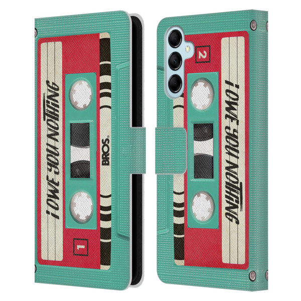 BROS Vintage Cassette Tapes I Owe You Nothing Leather Book Wallet Case Cover For Samsung Galaxy M14 5G