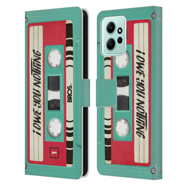 BROS Vintage Cassette Tapes I Owe You Nothing Leather Book Wallet Case Cover For Xiaomi Redmi 12