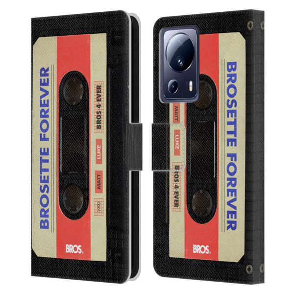 BROS Vintage Cassette Tapes Brosette Forever Leather Book Wallet Case Cover For Xiaomi 13 Lite 5G