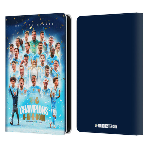 Manchester City Man City FC 2024 Premier League Champions Team Poster Leather Book Wallet Case Cover For Amazon Kindle Paperwhite 5 (2021)