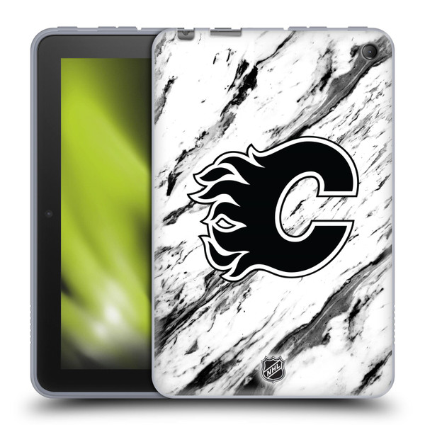 NHL Calgary Flames Marble Soft Gel Case for Amazon Fire 7 2022