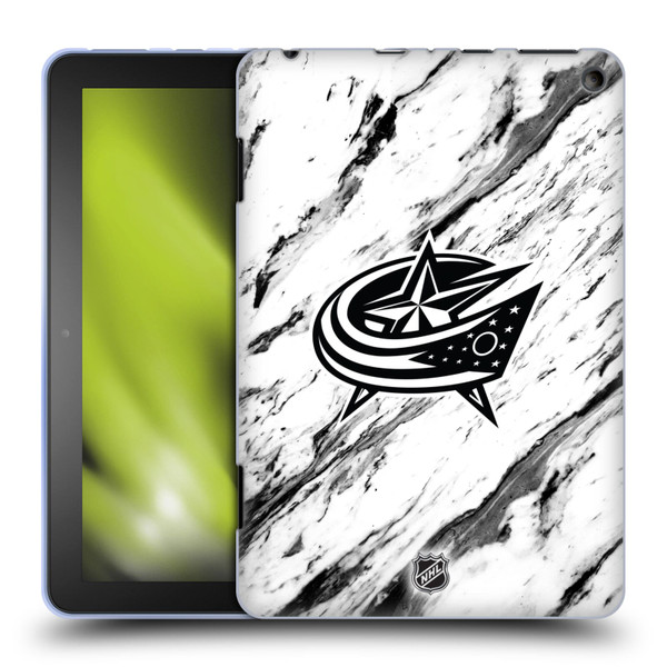 NHL Columbus Blue Jackets Marble Soft Gel Case for Amazon Fire HD 8/Fire HD 8 Plus 2020