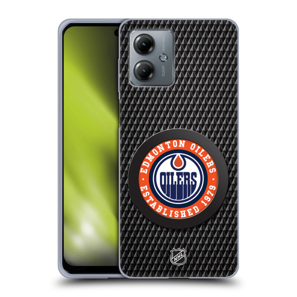 NHL Edmonton Oilers Puck Texture Soft Gel Case for Motorola Moto G14