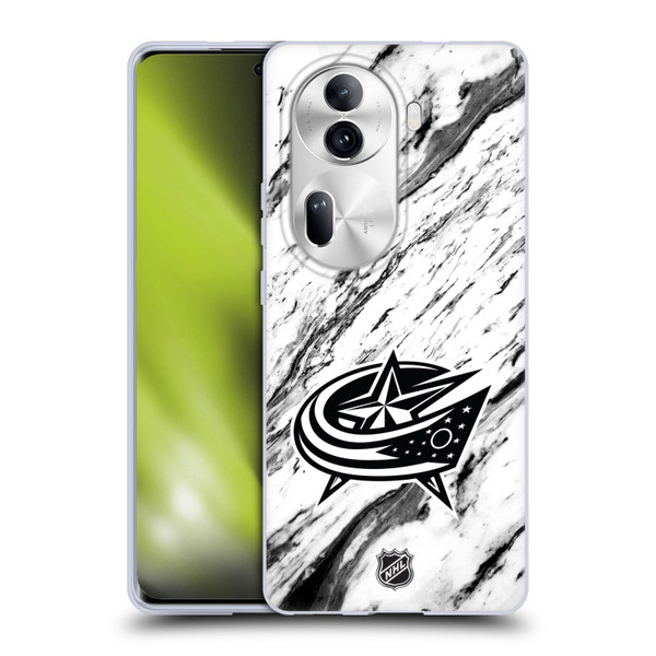 NHL Columbus Blue Jackets Marble Soft Gel Case for OPPO Reno11 Pro