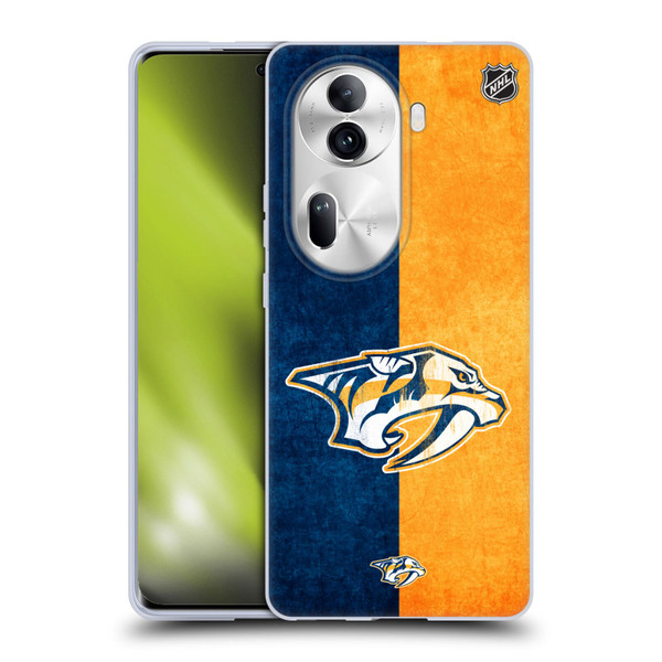 NHL Nashville Predators Half Distressed Soft Gel Case for OPPO Reno11 Pro