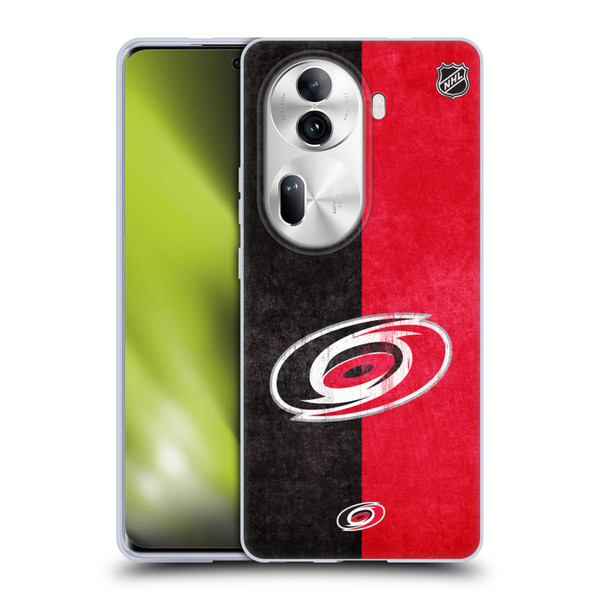 NHL Carolina Hurricanes Half Distressed Soft Gel Case for OPPO Reno11 Pro