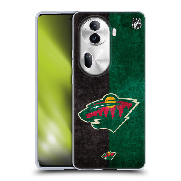 NHL Minnesota Wild Half Distressed Soft Gel Case for OPPO Reno11 Pro