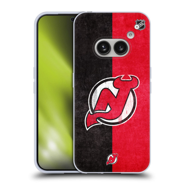 NHL New Jersey Devils Half Distressed Soft Gel Case for Nothing Phone (2a)
