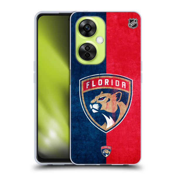 NHL Florida Panthers Half Distressed Soft Gel Case for OnePlus Nord CE 3 Lite 5G
