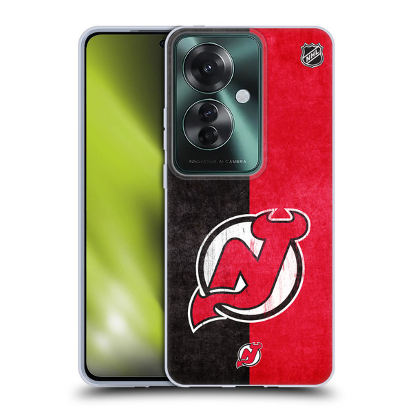 NHL New Jersey Devils Half Distressed Soft Gel Case for OPPO Reno11 F 5G / F25 Pro 5G