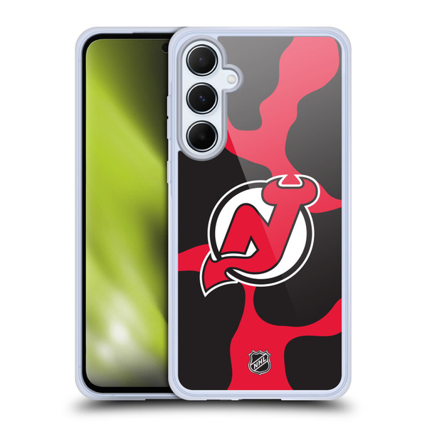 NHL New Jersey Devils Cow Pattern Soft Gel Case for Samsung Galaxy A55 5G