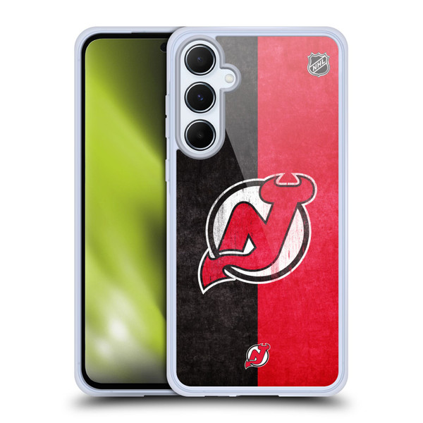 NHL New Jersey Devils Half Distressed Soft Gel Case for Samsung Galaxy A55 5G