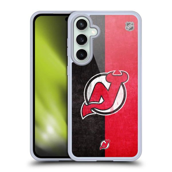 NHL New Jersey Devils Half Distressed Soft Gel Case for Samsung Galaxy S23 FE 5G