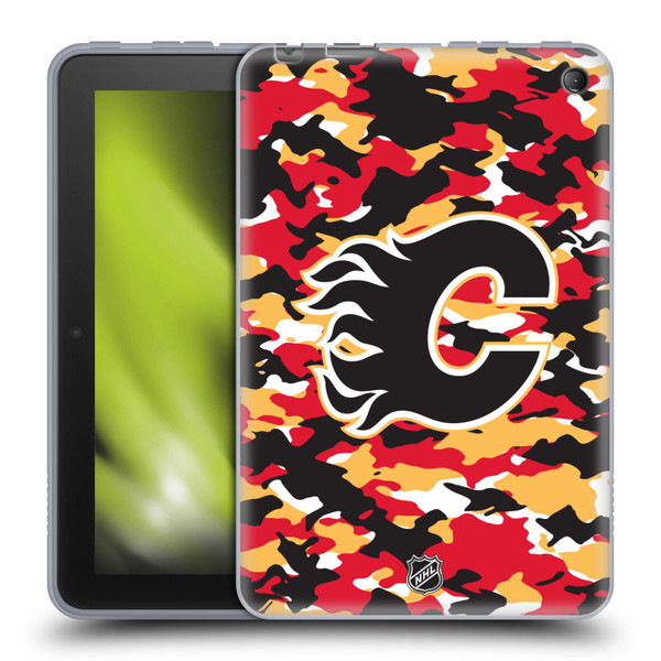 NHL Calgary Flames Camouflage Soft Gel Case for Amazon Fire 7 2022