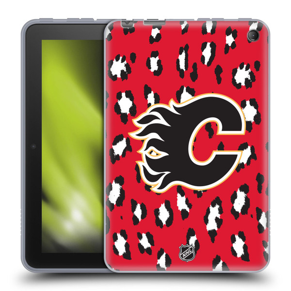 NHL Calgary Flames Leopard Patten Soft Gel Case for Amazon Fire 7 2022