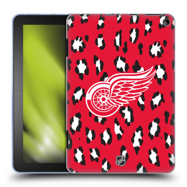 NHL Detroit Red Wings Leopard Patten Soft Gel Case for Amazon Fire HD 8/Fire HD 8 Plus 2020
