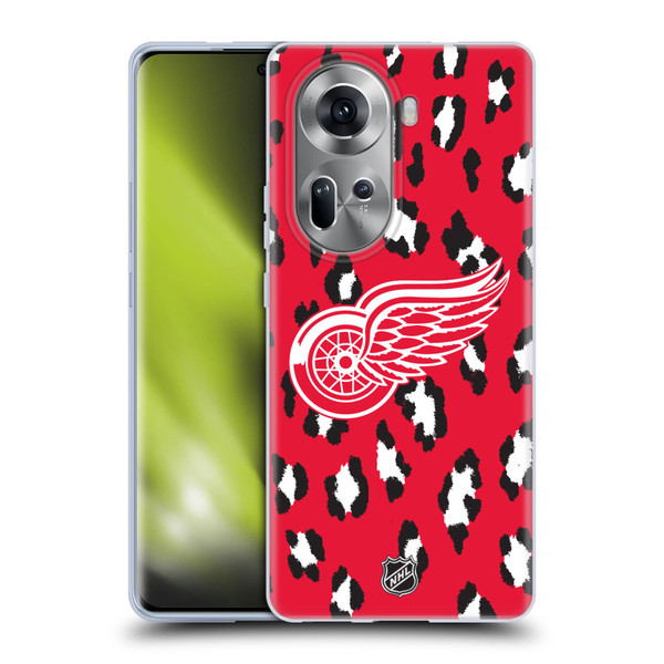 NHL Detroit Red Wings Leopard Patten Soft Gel Case for OPPO Reno11
