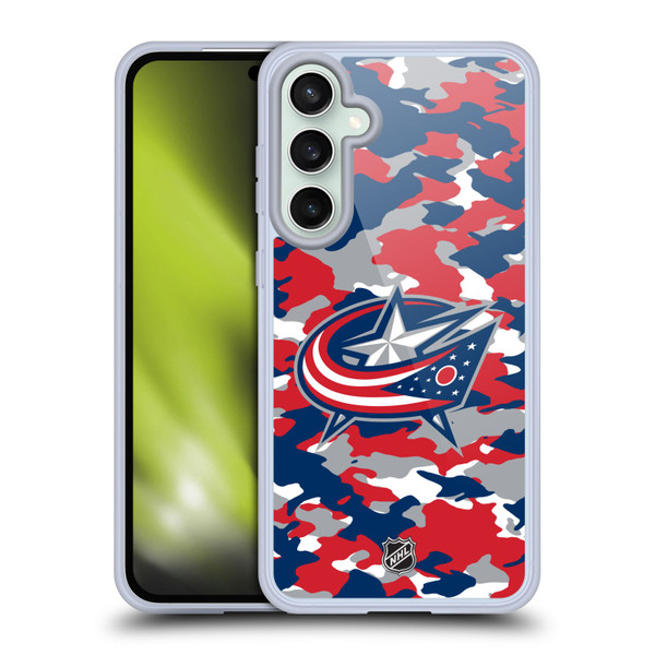 NHL Columbus Blue Jackets Camouflage Soft Gel Case for Samsung Galaxy S23 FE 5G