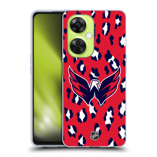 NHL Washington Capitals Leopard Pattern Soft Gel Case for OnePlus Nord CE 3 Lite 5G