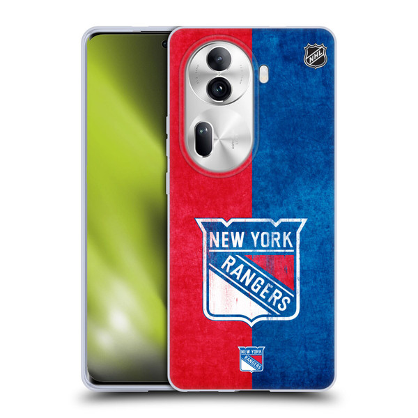 NHL New York Rangers Half Distressed Soft Gel Case for OPPO Reno11 Pro