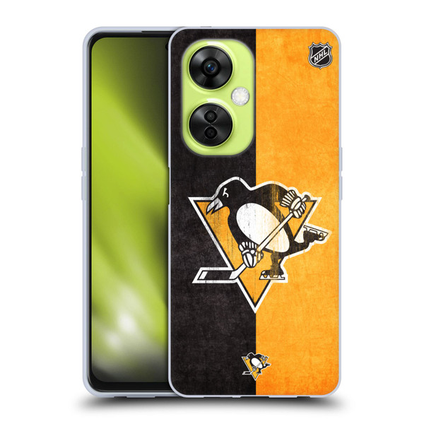 NHL Pittsburgh Penguins Half Distressed Soft Gel Case for OnePlus Nord CE 3 Lite 5G