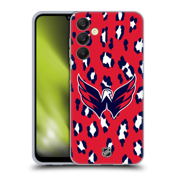 NHL Washington Capitals Leopard Pattern Soft Gel Case for Samsung Galaxy A25 5G