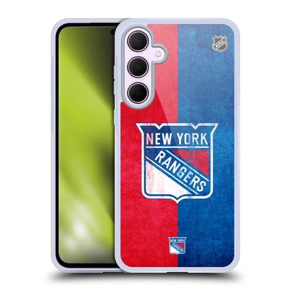 NHL New York Rangers Half Distressed Soft Gel Case for Samsung Galaxy A35 5G