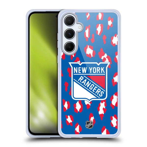 NHL New York Rangers Leopard Pattern Soft Gel Case for Samsung Galaxy A55 5G