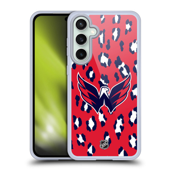 NHL Washington Capitals Leopard Pattern Soft Gel Case for Samsung Galaxy S23 FE 5G