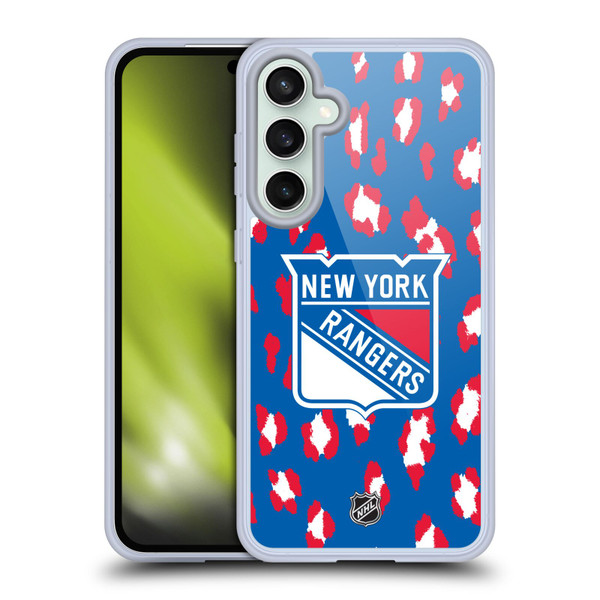 NHL New York Rangers Leopard Pattern Soft Gel Case for Samsung Galaxy S23 FE 5G
