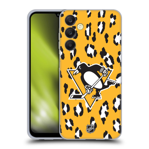 NHL Pittsburgh Penguins Leopard Pattern Soft Gel Case for Samsung Galaxy A25 5G