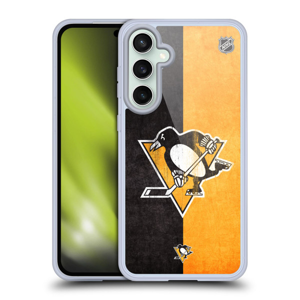 NHL Pittsburgh Penguins Half Distressed Soft Gel Case for Samsung Galaxy S23 FE 5G