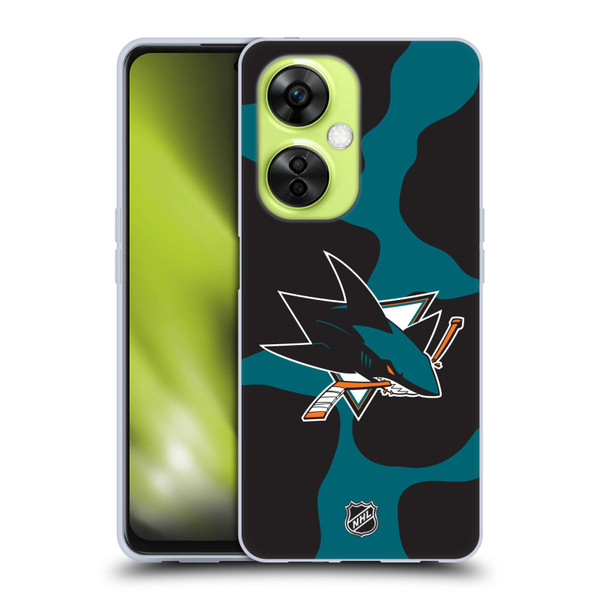 NHL San Jose Sharks Cow Pattern Soft Gel Case for OnePlus Nord CE 3 Lite 5G