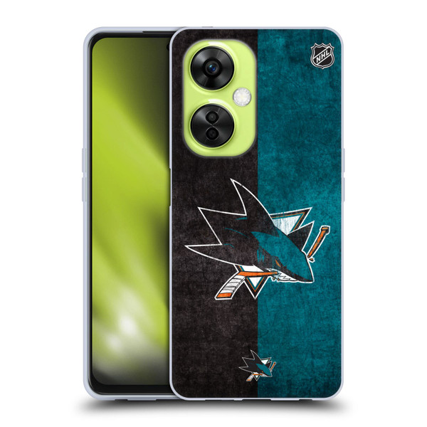 NHL San Jose Sharks Half Distressed Soft Gel Case for OnePlus Nord CE 3 Lite 5G
