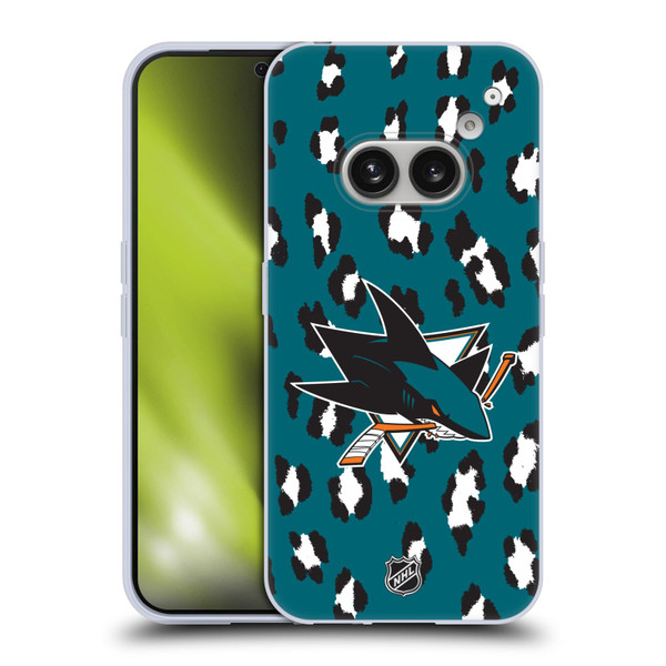 NHL San Jose Sharks Leopard Pattern Soft Gel Case for Nothing Phone (2a)