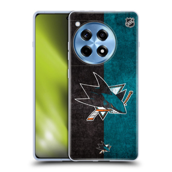 NHL San Jose Sharks Half Distressed Soft Gel Case for OnePlus 12R