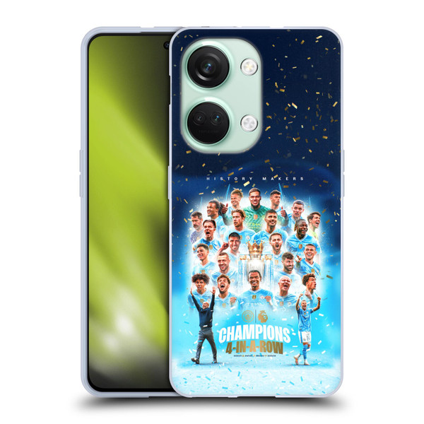 Manchester City Man City FC 2024 Premier League Champions Team Poster Soft Gel Case for OnePlus Nord 3 5G
