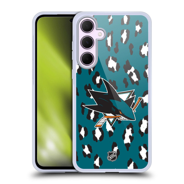 NHL San Jose Sharks Leopard Patten Soft Gel Case for Samsung Galaxy A35 5G