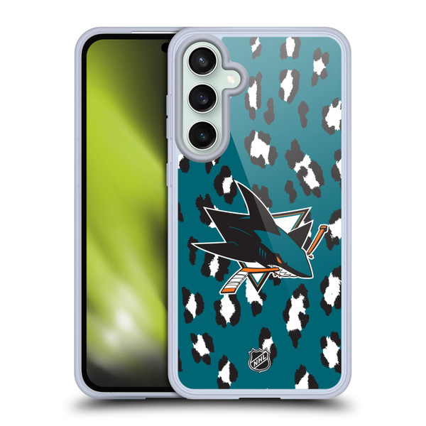 NHL San Jose Sharks Leopard Pattern Soft Gel Case for Samsung Galaxy S23 FE 5G