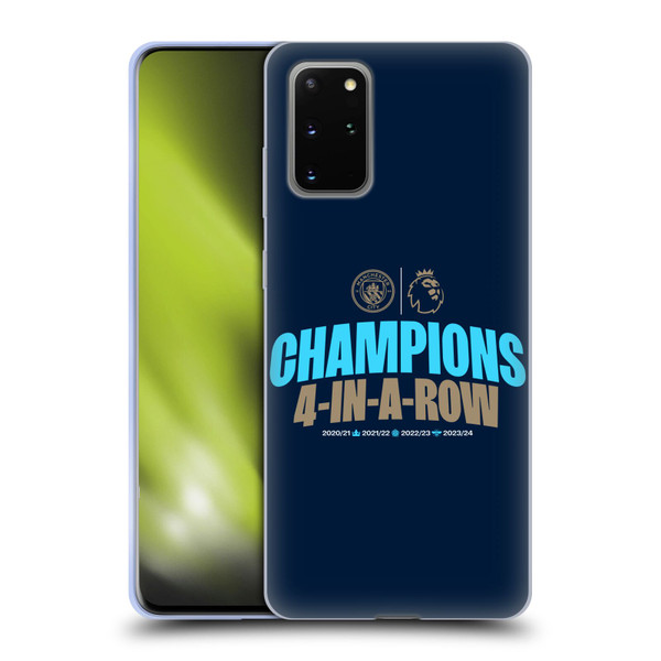 Manchester City Man City FC 2024 Premier League Champions 4 In A Row Dark Soft Gel Case for Samsung Galaxy S20+ / S20+ 5G