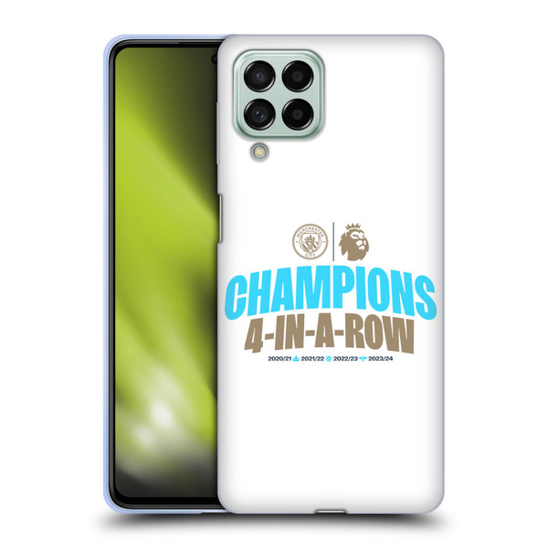 Manchester City Man City FC 2024 Premier League Champions 4 In A Row Light Soft Gel Case for Samsung Galaxy M53 (2022)