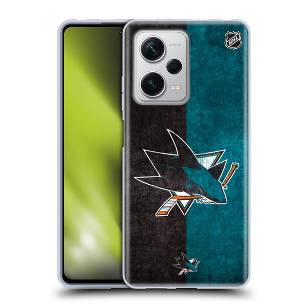 NHL San Jose Sharks Half Distressed Soft Gel Case for Xiaomi Redmi Note 12 Pro+ 5G