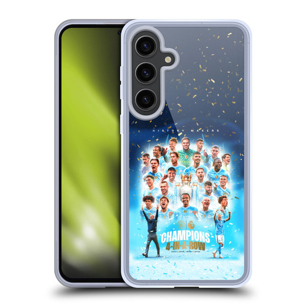 Manchester City Man City FC 2024 Premier League Champions Team Poster Soft Gel Case for Samsung Galaxy S24+ 5G