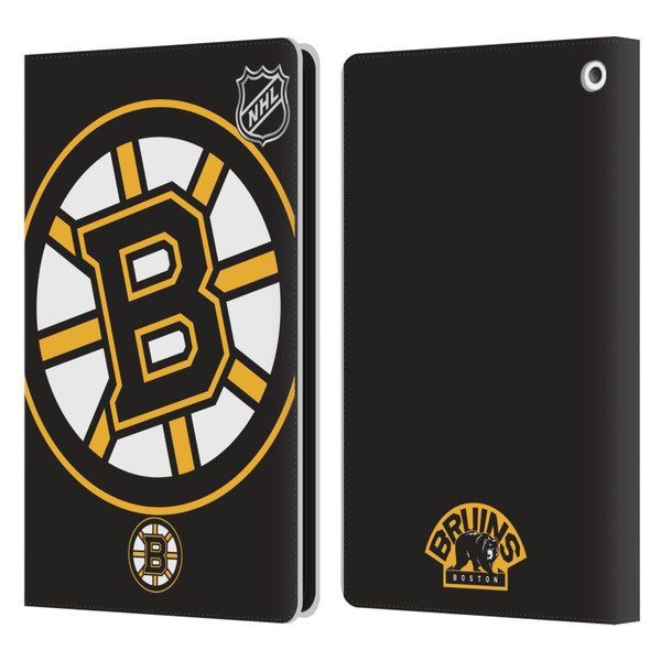 NHL Boston Bruins Oversized Leather Book Wallet Case Cover For Amazon Fire HD 8/Fire HD 8 Plus 2020