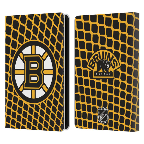 NHL Boston Bruins Net Pattern Leather Book Wallet Case Cover For Amazon Kindle Paperwhite 5 (2021)