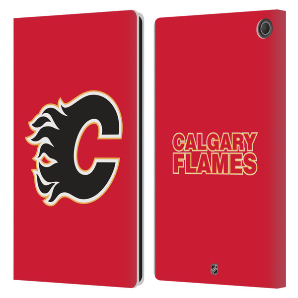 NHL Calgary Flames Plain Leather Book Wallet Case Cover For Amazon Fire Max 11 2023