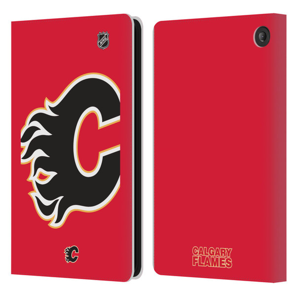 NHL Calgary Flames Oversized Leather Book Wallet Case Cover For Amazon Fire 7 2022