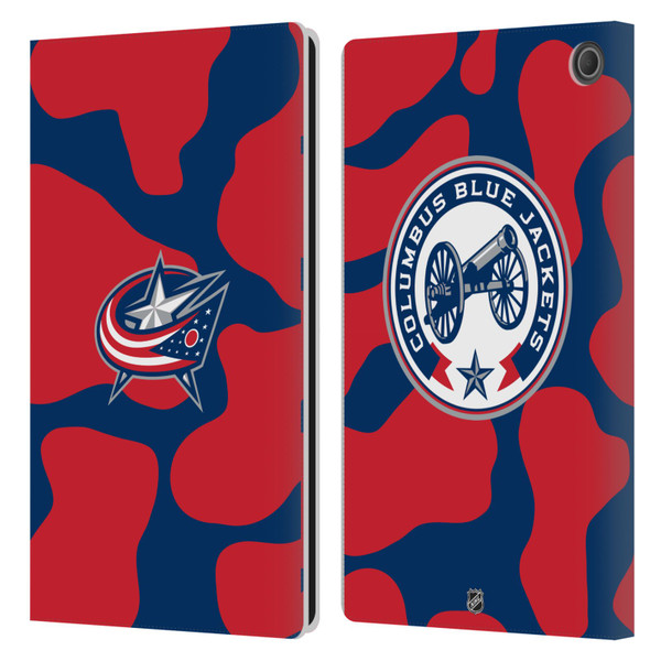 NHL Columbus Blue Jackets Cow Pattern Leather Book Wallet Case Cover For Amazon Fire Max 11 2023