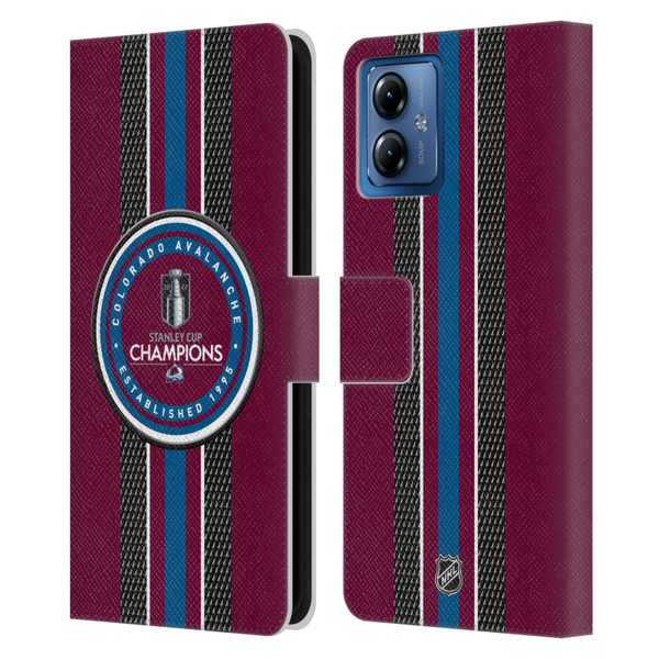 NHL 2022 Stanley Cup Champions Colorado Avalanche Puck Pattern Leather Book Wallet Case Cover For Motorola Moto G14